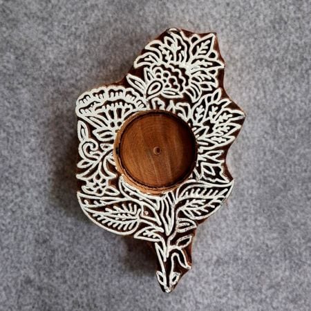 Beautiful Handcrafted Wooden Floral T Light Decor